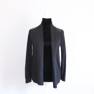 Banana Republic Open Moto Cardigan w Leather Trim